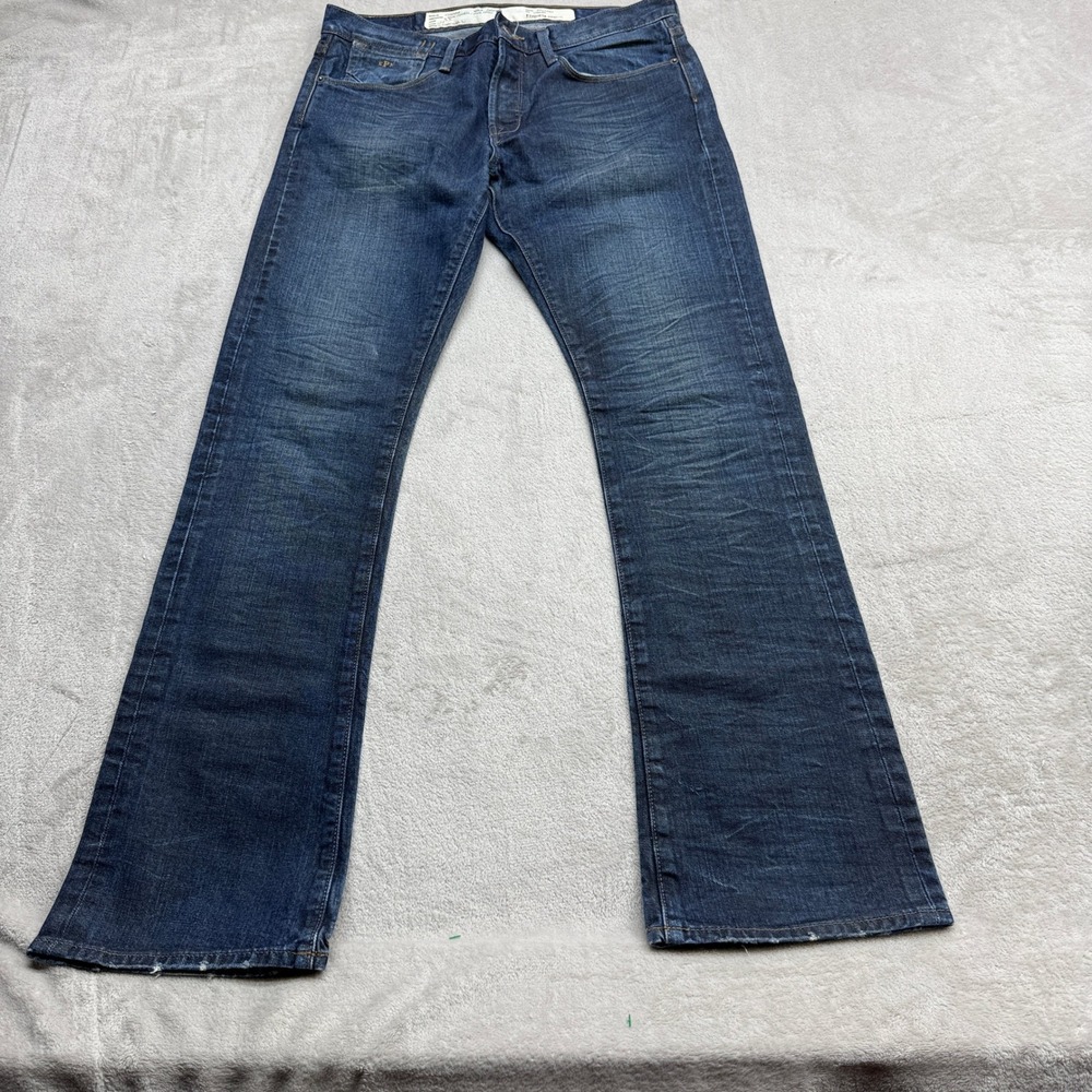 Etiqueta Negra Jeans Mens 33x32 Dark Wash Straight Leg Button Fly Premium Denim